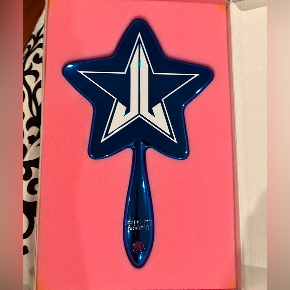 Jeffree Star Cosmetics blue chrome hand held mirror